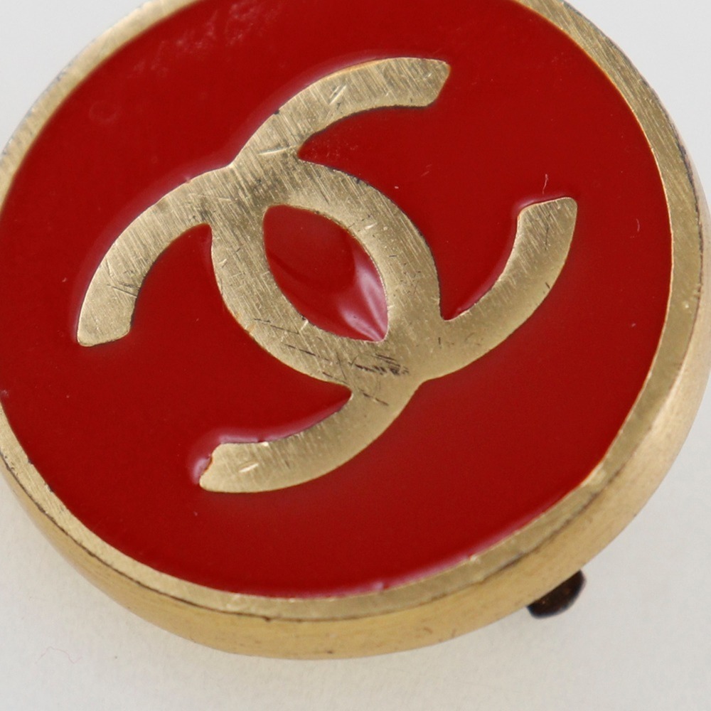 CHANEL Gold Plated Red Earrings Approx. 8.5g - Picture 6 of 7